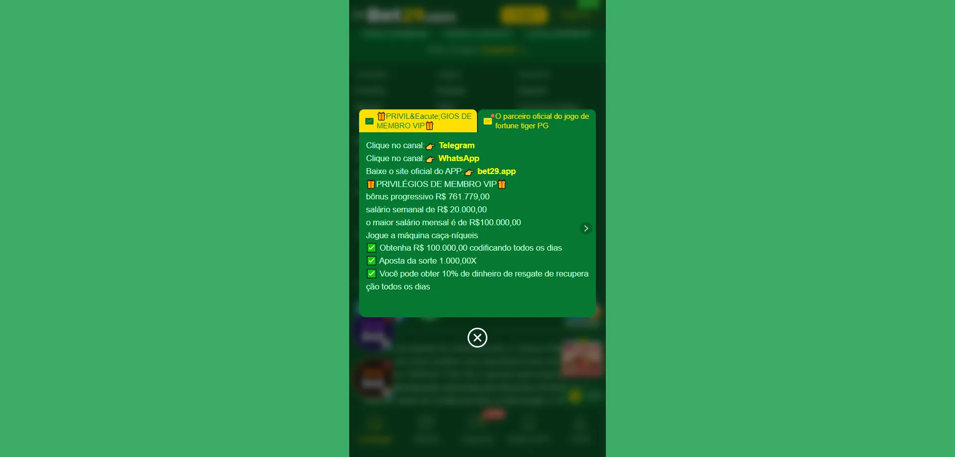 Depósitos e Saques na BET29